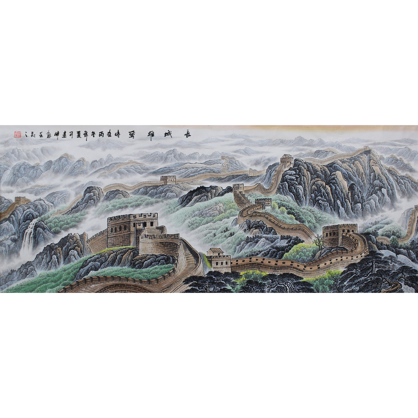 小六尺纯手绘国画长城雄风办公室客厅背景墙装饰画未裱无框字画