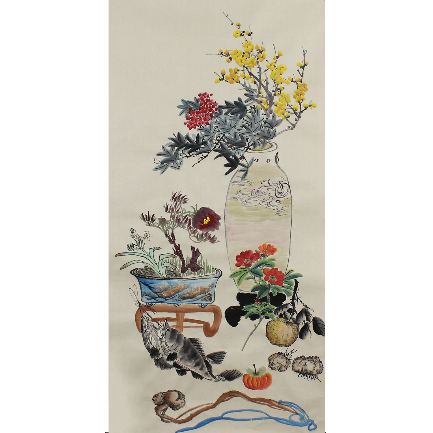 三尺写意花鸟画清供图 国画字画 玄关客厅竖幅挂画 书房纯手绘画