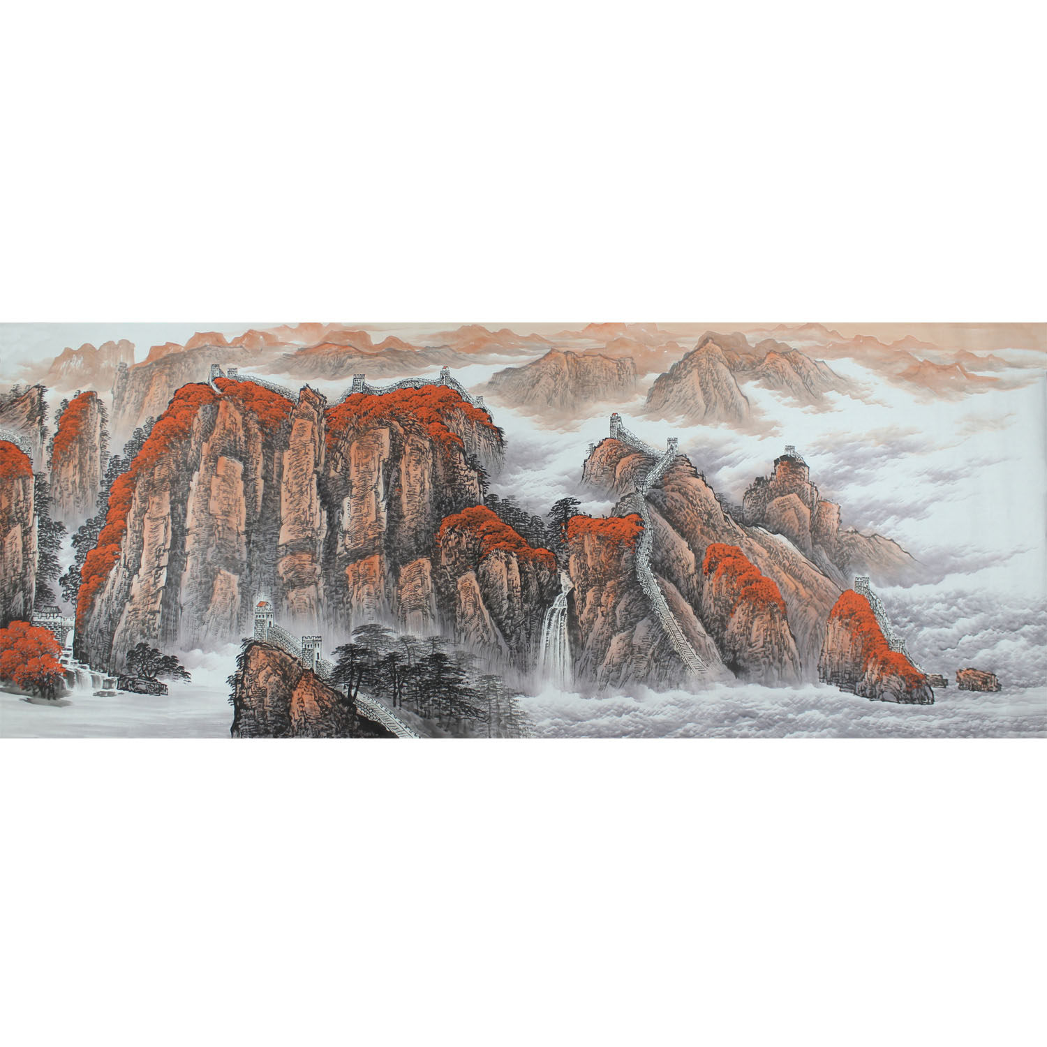 纯手绘国画山水画长城大靠山风水画幽燕金秋图客挂画未裱无框字画