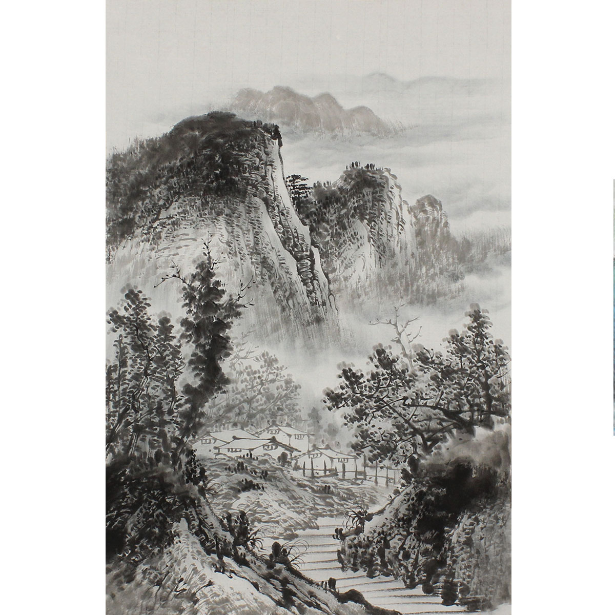 纯手绘国画山水画四尺三开小幅客厅办公室酒店高档装饰画未裱无框图片