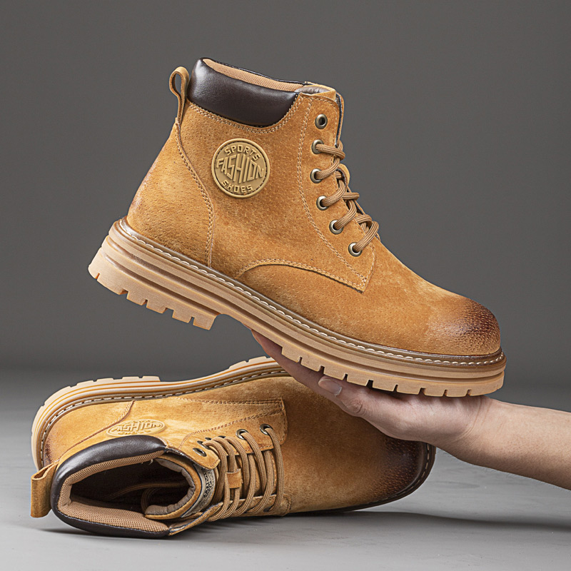 纽宾森马丁靴男秋季2025新款美式复古高帮真皮靴子冬季登山工装靴