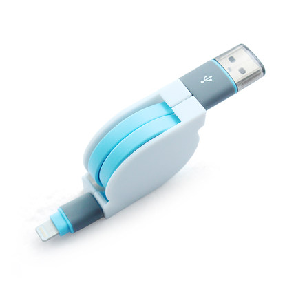 伸缩数据线 苹果ipad air智能手机通用面条iPhone5S/6plus充电线