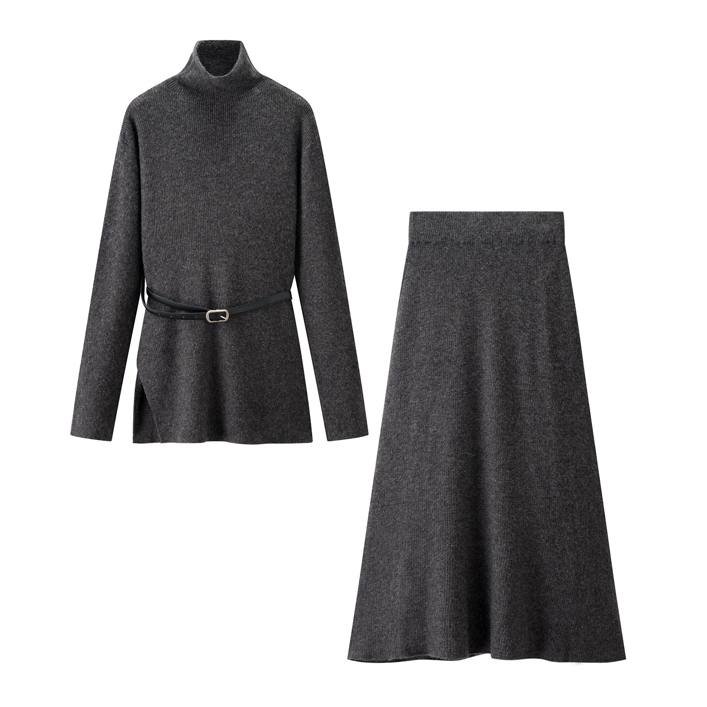 JIUHUAMU~2025秋冬新款显瘦高领毛衣+半身裙两件套女休闲百搭套装