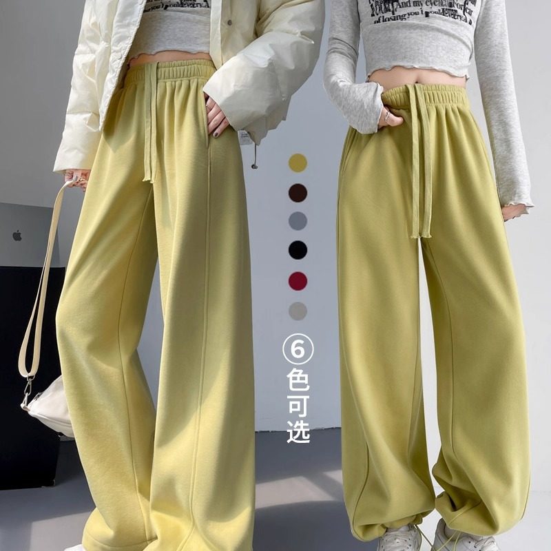 2025时尚休闲秋冬新款韩版休闲时尚百搭休闲直筒阔腿裤加绒卫裤女,女装/女士精品,卫裤,淘宝优惠券,粉丝福利购,淘宝优惠卷