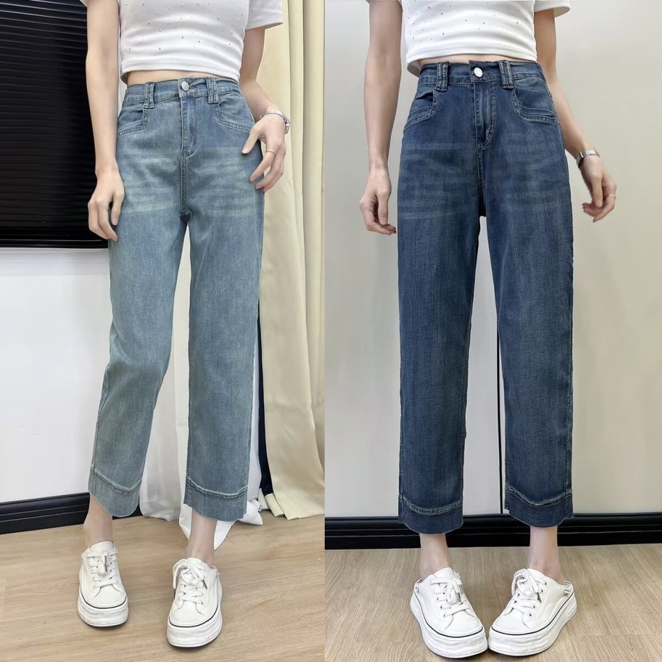 大码弹力百搭牛仔裤女夏季薄款