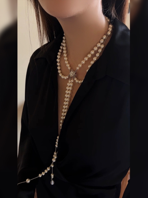 不对称珍珠小众流苏轻奢项链时尚