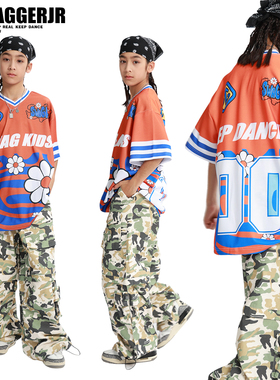 Swagger.JR儿童街舞潮服男童嘻哈hiphop演出服表演服装T恤工装裤