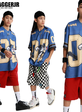 SWAGGERJR儿童街舞潮服酷帅男童t恤爵士舞短袖衫嘻哈hiphop体恤