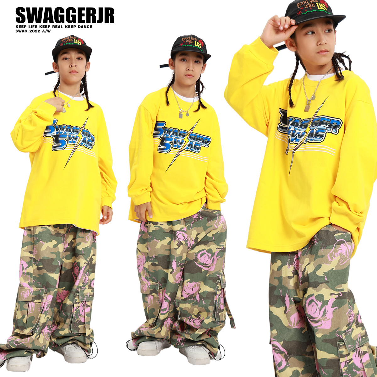 街舞服装男童hiphop酷帅潮服女童爵士舞迷彩裤套装春秋儿童演出服