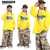 套装 街舞服装 男童hiphop酷帅潮服女童爵士舞迷彩裤 春秋儿童演出服