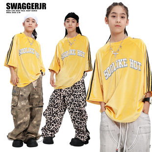 SWAG儿童街舞潮服嘻哈hiphop童装潮牌帅气男童街舞套装演出服装夏