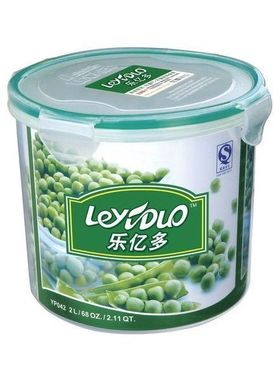 乐亿多保鲜盒 圆形塑料密封防漏保鲜盒收纳盒储物盒 YP042 2000ml