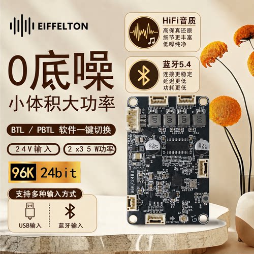 HIFI音质蓝牙5.4双DSP调音数字功放0底噪蓝牙USB声卡BTL/PBTL