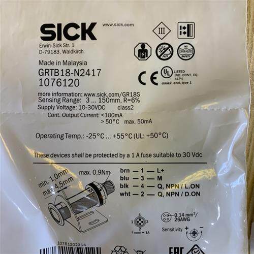 德国SICK光电开关GRTB18-N2417全新原装正品假一罚十支持售后