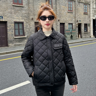 大码女装轻薄款短款棉服外套女生韩版小清风棉衣外套翻领轻便棉袄
