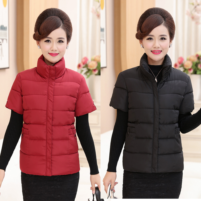 秋冬款中老年女装短袖棉马甲大码妈妈装羽绒棉坎肩宽松护肩棉背心