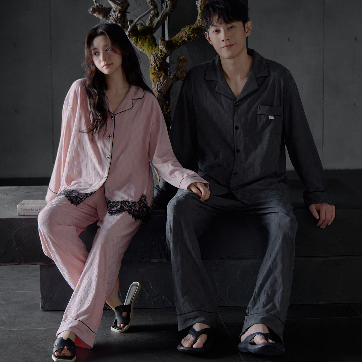 高级感情侣睡衣纯棉春秋季开衫宽松休闲高档男女士家居服套装秋天