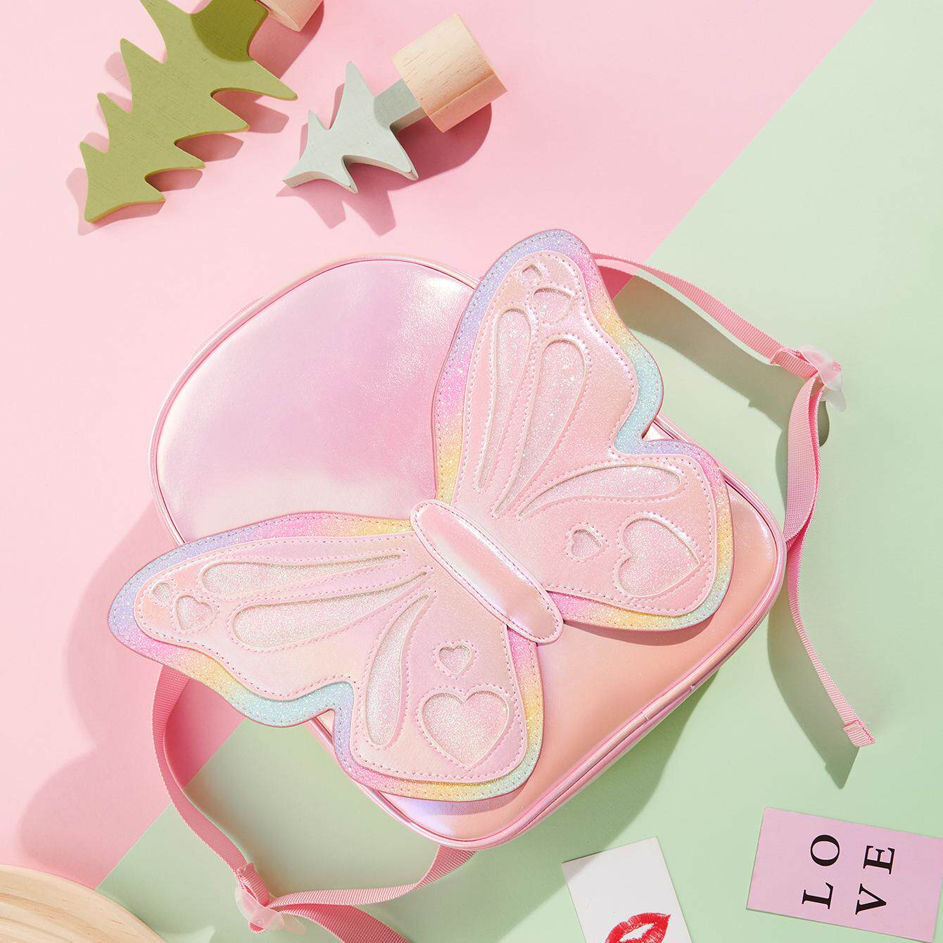 可爱蝴蝶造型女童背包闪粉外出旅行小女孩配饰双肩包儿童小背包