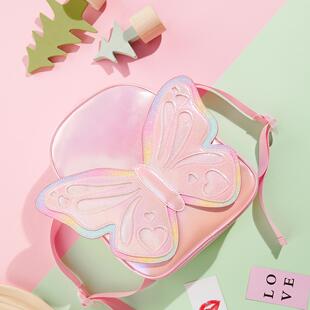 可爱蝴蝶造型女童背包闪粉外出旅行小女孩配饰双肩包儿童小背包