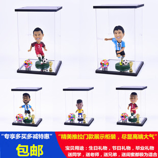 足球球星手办模型摆件展示盒生日情人节礼物姆巴佩梅西内马尔C罗