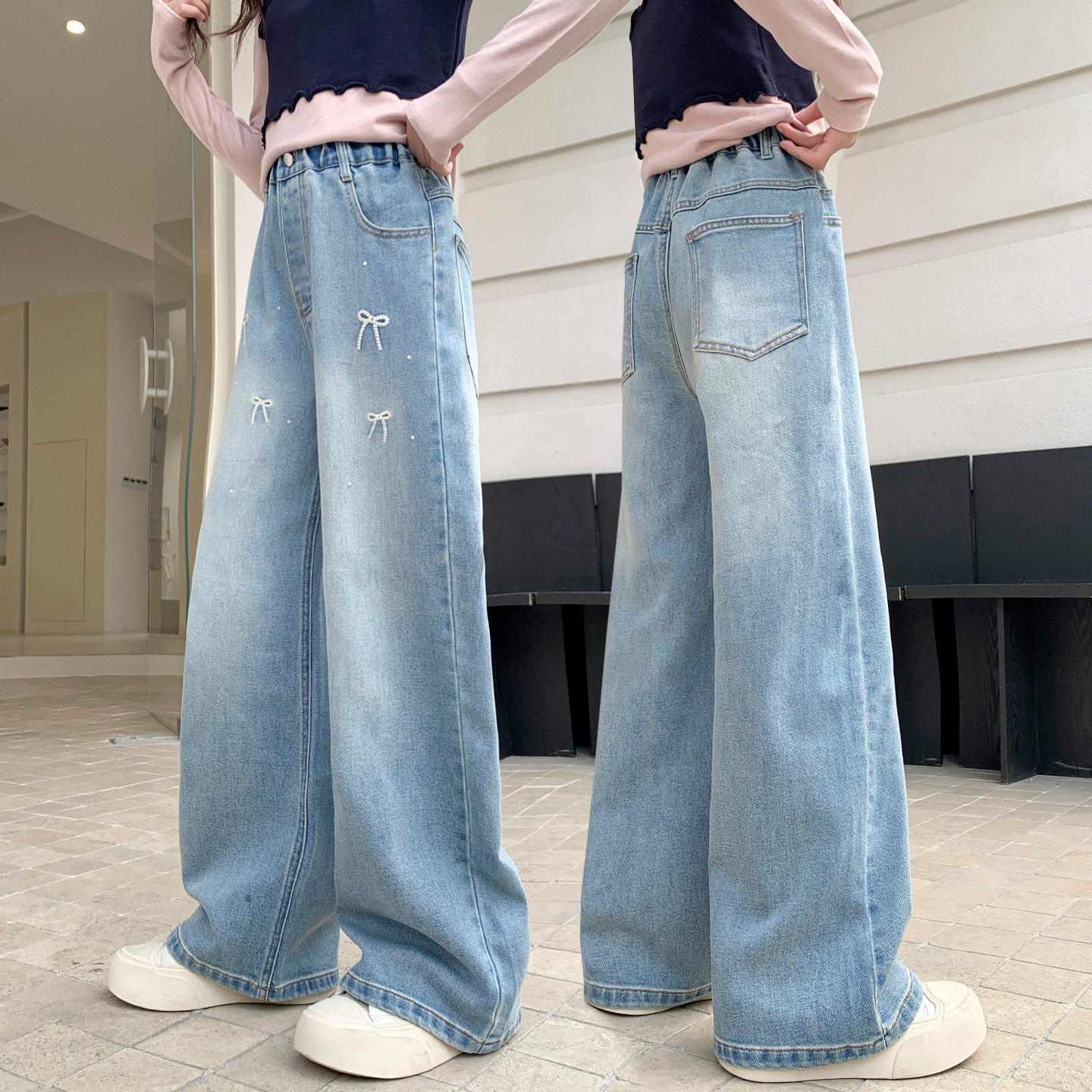 女童牛仔阔腿裤韩版春秋2026新款中大童洋气直筒长裤外穿休闲裤子,童装/婴儿装/亲子装,裤子,淘宝优惠券,粉丝福利购,淘宝优惠卷