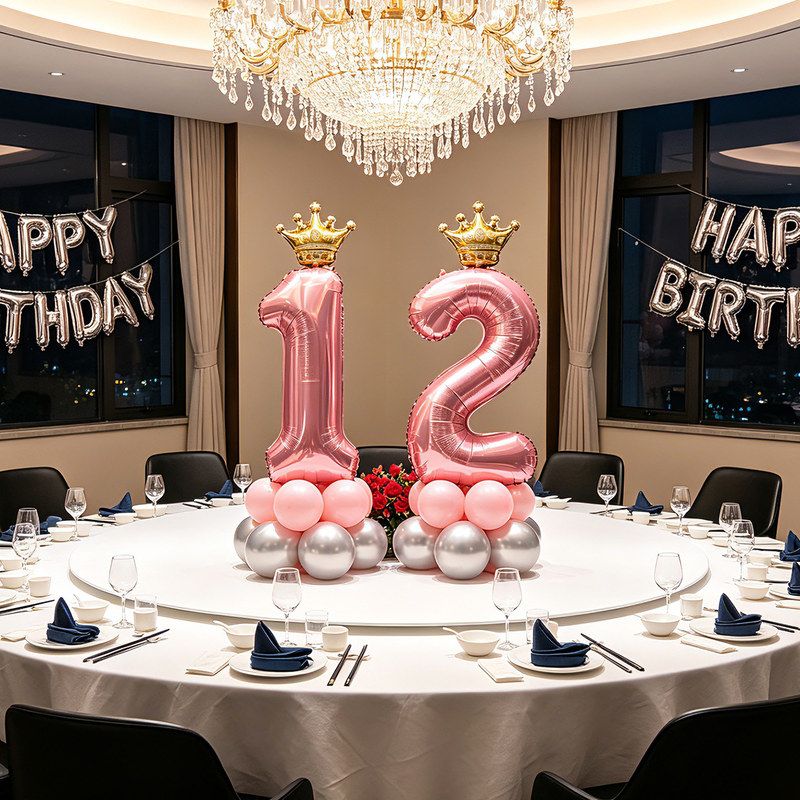 儿童周岁生日数字铝膜气球酒店图片
