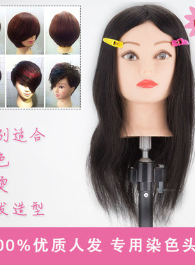 女头模真发 全真 学徒 美发头模全真发剪发头模 假发模型头模造型