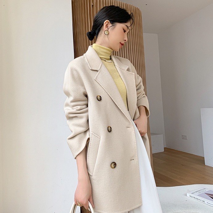 山羊绒重磅 10羊绒 801经典短款羊绒大衣 西装领