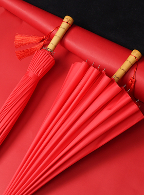 艺术伞复古风婚礼中式结婚用的红伞结婚新娘伞陪嫁接亲红色伞婚庆