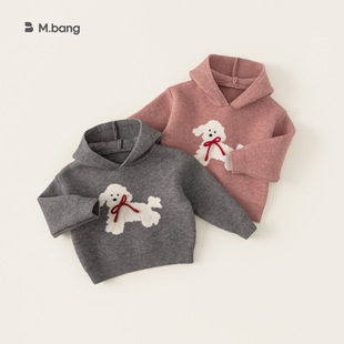 湖州织里童装女童连帽外套秋冬款套头针织衫儿童洋气卡通小狗毛衣