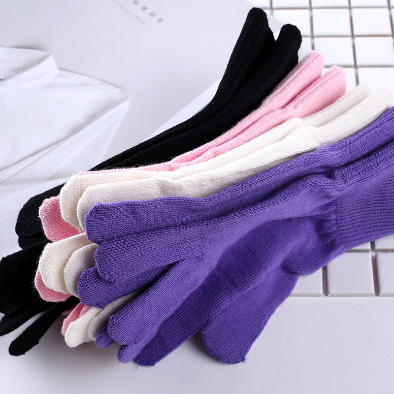 单色针织女士分指手套