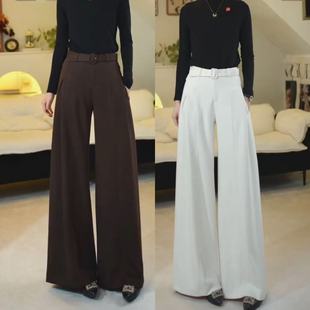 子 慵懒分宽松休闲梨形身材裤 醋酸羊毛高腰毛呢阔腿裤 2025秋冬新款