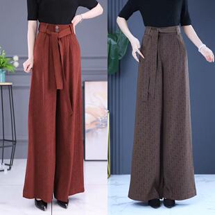 高腰阔腿裤女2026新款春夏款休闲裤气质高腰大甩裤高级感提花女裤
