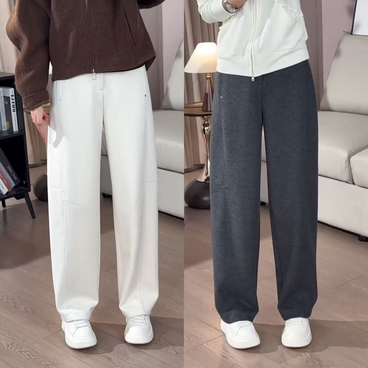 桑蚕丝棉羊毛厚款女秋冬弯刀裤子