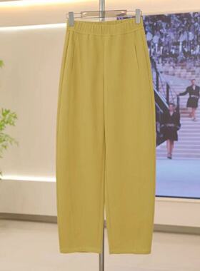 舒柔特香蕉裤女2025新款黄色弯刀裤柔软垂感松紧腰宽松百搭休闲裤