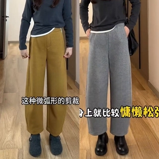 极简九分裤 新款 高腰显瘦百搭休闲 女2025冬季 加绒加厚棉羊毛弯刀裤