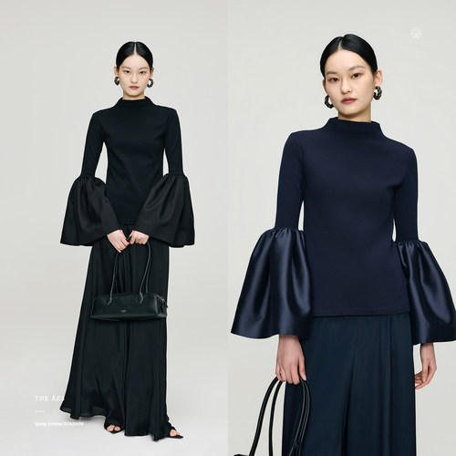 安上THE AES｜生动绮景 定格古典 真丝羊毛郁金香袖古董修身上衣