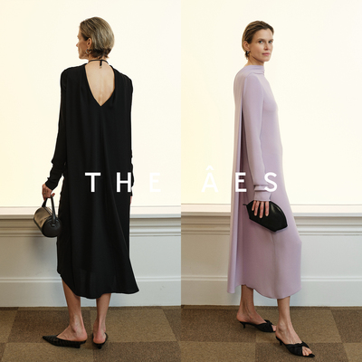 安上THE AES｜日本进口三醋中古感摇曳褶裥 古希腊静谧优雅连衣裙