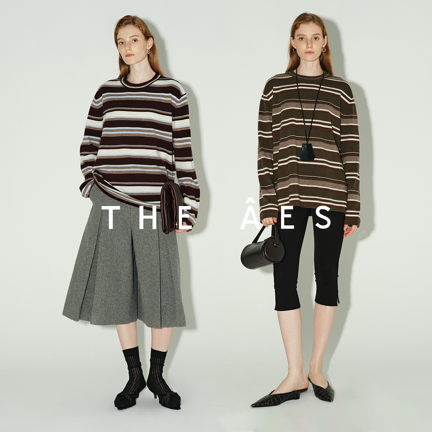 安上THE AES｜90s复古条纹 極细羊毛惬意时刻慵懒柔软毛衣针织衫