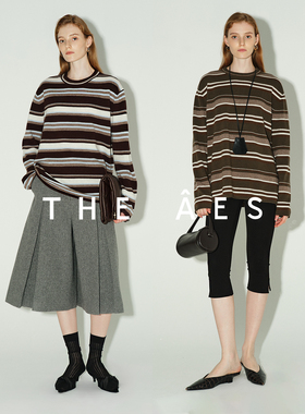 安上THE AES｜90s复古条纹 極细羊毛惬意时刻慵懒柔软毛衣针织衫