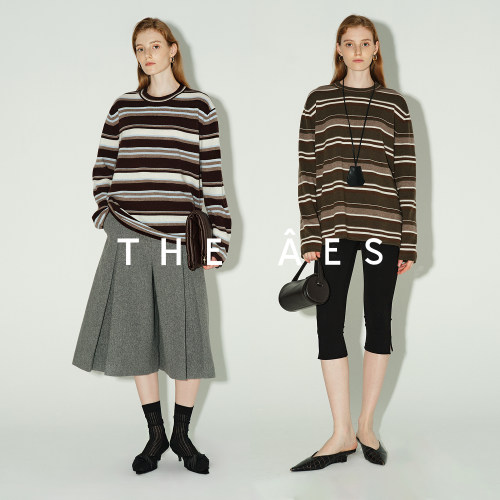 安上THE AES｜90s复古条纹 極细羊毛惬意时刻慵懒柔软毛衣针织衫