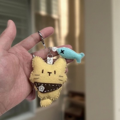 可爱的小猫小鱼香囊挂件钥匙扣