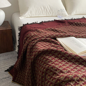 复古美拉德全棉提花毯子午睡毯简约高级感流苏毛毯沙发盖毯空调毯