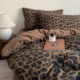 复古风豹纹提花四件套100全棉纯棉a类高级感被套床单床上用品裸睡