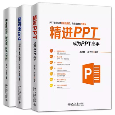 正版全套3册 精进PPT 成为PPT高手 成为word高手 Excel数据分析 技术与实践 北京大学出版社 计算机基础教程书籍
