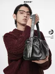 Kuroda Yawei's Original Snake-Patterned Toast Bag, Pleated Single-Shoulder Crossbody Bag, Unisex, Niche, High-End Feel for Girls
