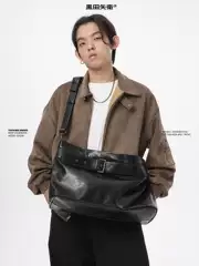Men's Cracked Leather Crossbody Bag, Large Capacity, Trendy Casual Commuter Backpack for Men & Women 2026 New Arrival
