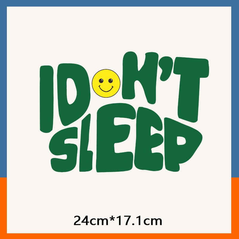 绿色清新笑脸字母印花图案新款衣服烫画图案装饰贴热转印烫画贴