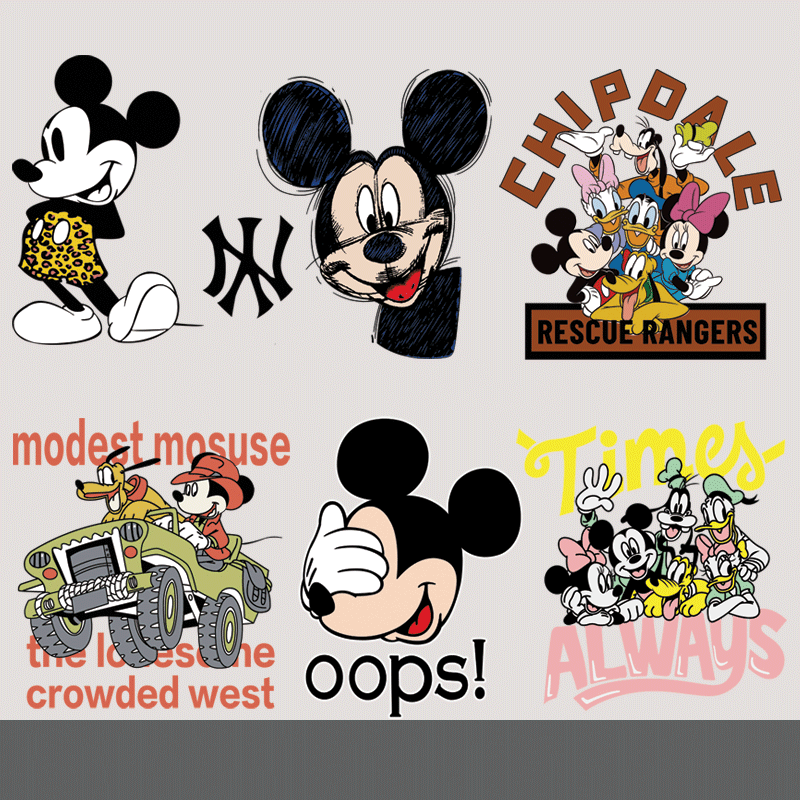 米奇潮牌衣服装饰贴辅料白墨热转印烫画熨烫印花手工耐水洗定制