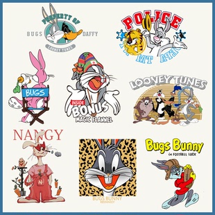 潮牌兔子兔年烫画贴布贴热转印烫图印花定制T恤衣服logo手工diy